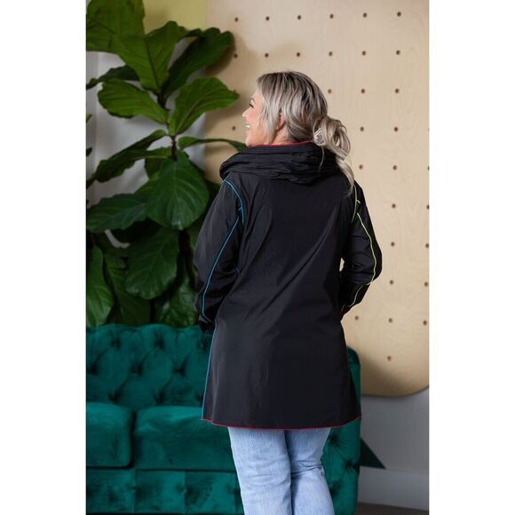 UBU Women’s Classic Black Piped Reversible Accordion Pleated Hood Zip Parisian J - Picture 15 of 15